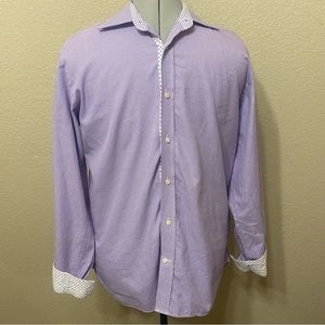 Ted Baker Endurance Classic Fit Purple Gingham Floral Flip Cuff Button Down 16